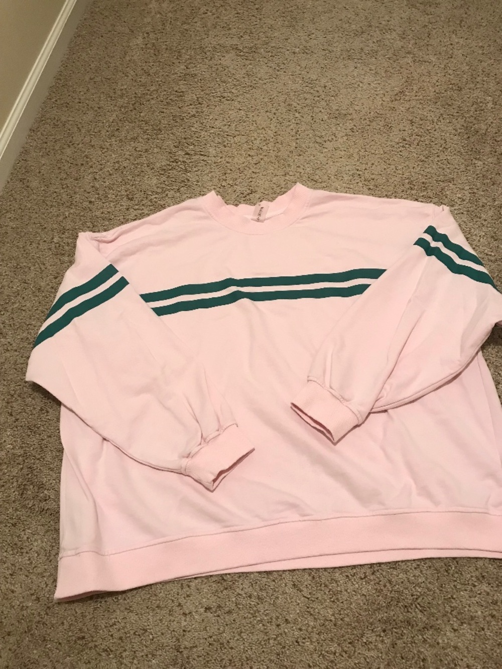 Pink with green stripe sweatshirt